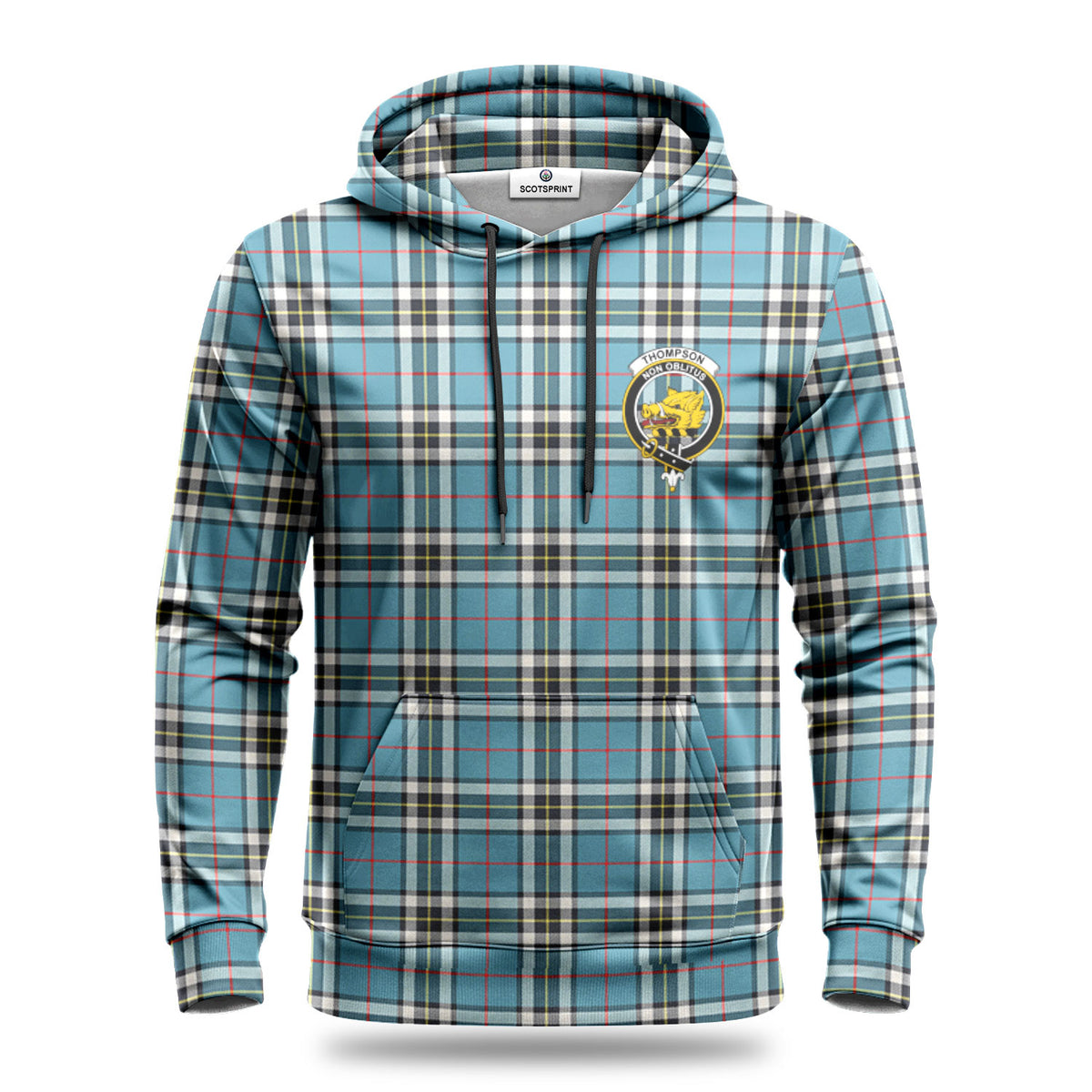 Thompson Blue Tartan Crest Hoodie