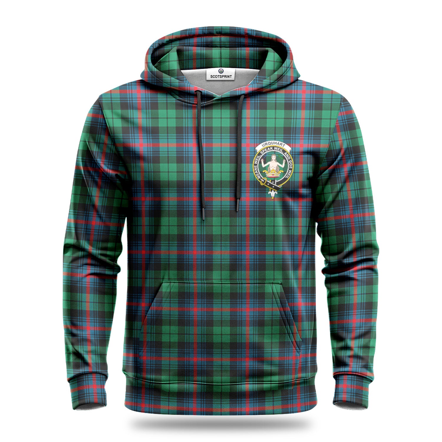 Urquhart Broad Red Ancient Tartan Crest Hoodie