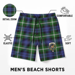 Baillie Modern Tartan Crest Men's Beach Shorts