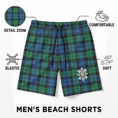 Black Watch Ancient Tartan Crest Men's Beach Shorts