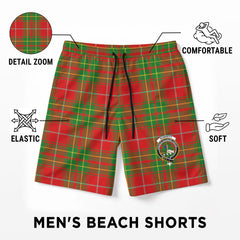Burnett Ancient Tartan Crest Men's Beach Shorts