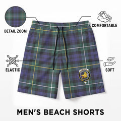 Campbell Argyll Modern Tartan Crest Men's Beach Shorts