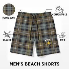 Campbell Argyll Weathered Tartan Crest Men's Beach Shorts