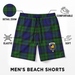Campbell Modern Tartan Crest Men's Beach Shorts