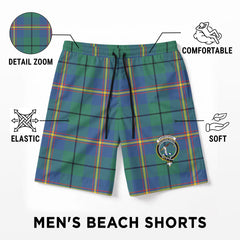 Carmichael Ancient Tartan Crest Men's Beach Shorts