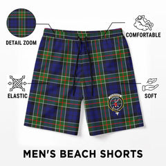 Colquhoun Modern Tartan Crest Men's Beach Shorts