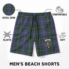 Cooper Tartan Crest Men's Beach Shorts