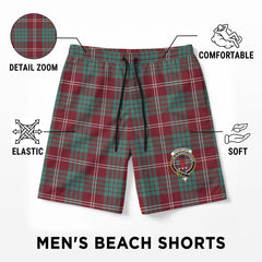 Crawford Modern Tartan Crest Men's Beach Shorts