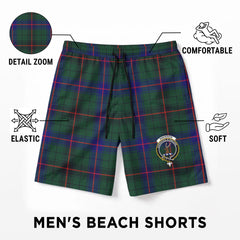 Davidson Modern Tartan Crest Men's Beach Shorts