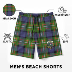 Fergusson Modern Tartan Crest Men's Beach Shorts