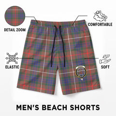Fraser (of Lovat) Hunting Modern Tartan Crest Men's Beach Shorts