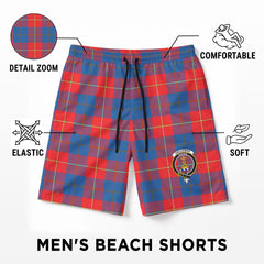 Galloway Red Tartan Crest Men's Beach Shorts