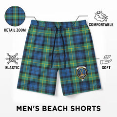 Gordon Ancient Tartan Crest Men's Beach Shorts