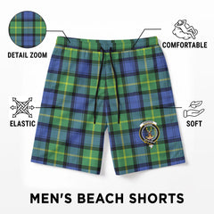 Gordon Old Ancient Tartan Crest Men's Beach Shorts