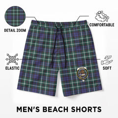 Graham of Montrose Modern Tartan Crest Men's Beach Shorts
