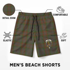 Gray Tartan Crest Men's Beach Shorts