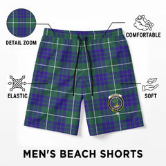 Hamilton Hunting Modern Tartan Crest Men's Beach Shorts