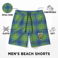 Johnson Ancient Tartan Crest Men's Beach Shorts