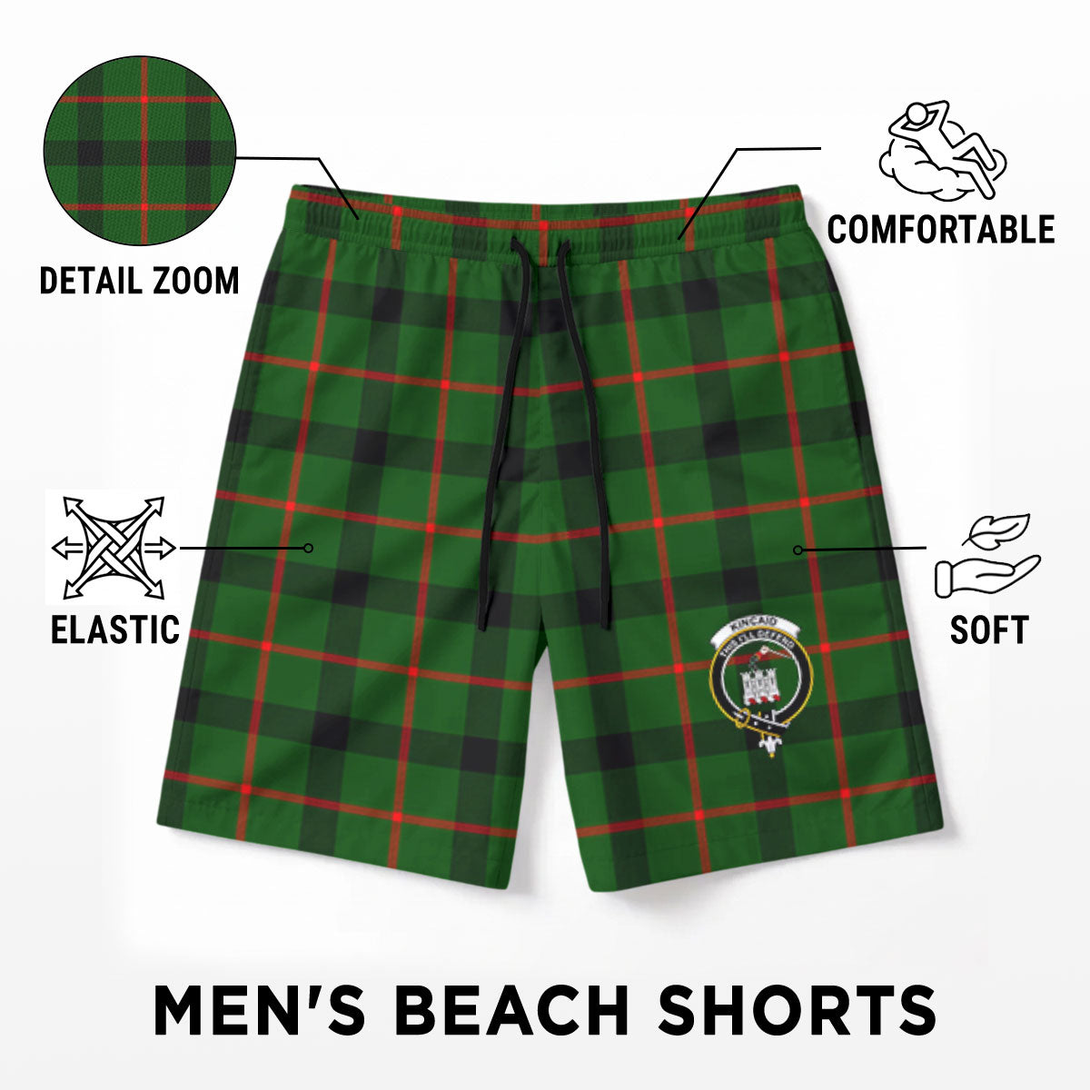 Kincaid Tartan Crest Men's Beach Shorts