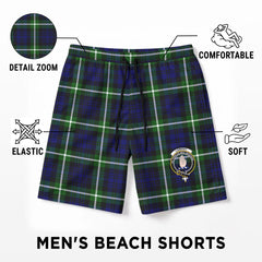 Lamont Modern Tartan Crest Men's Beach Shorts