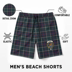 Leslie Hunting Modern Tartan Crest Men's Beach Shorts