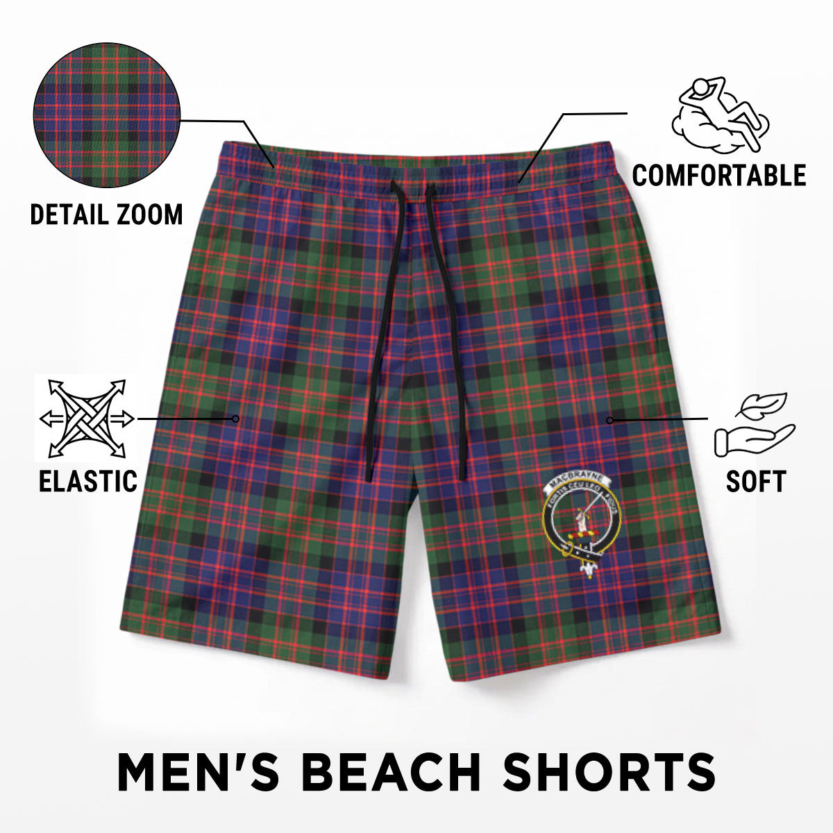 MacBrayne Tartan Crest Men's Beach Shorts