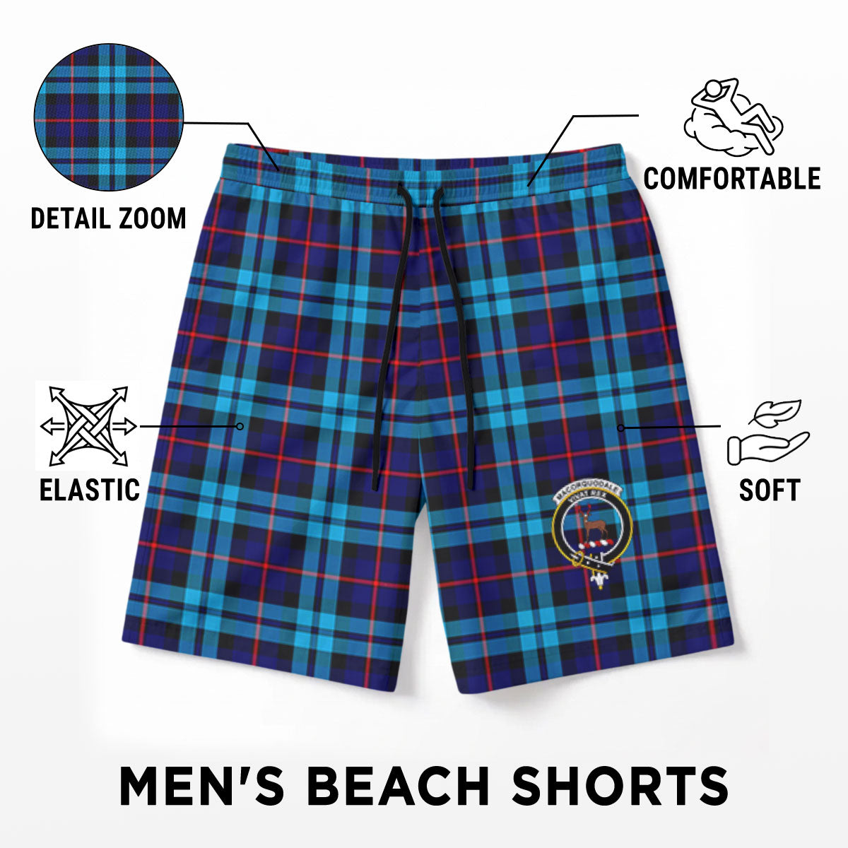 MacCorquodale Tartan Crest Men's Beach Shorts