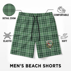MacDonald Lord of the Isles Hunting Tartan Crest Men's Beach Shorts