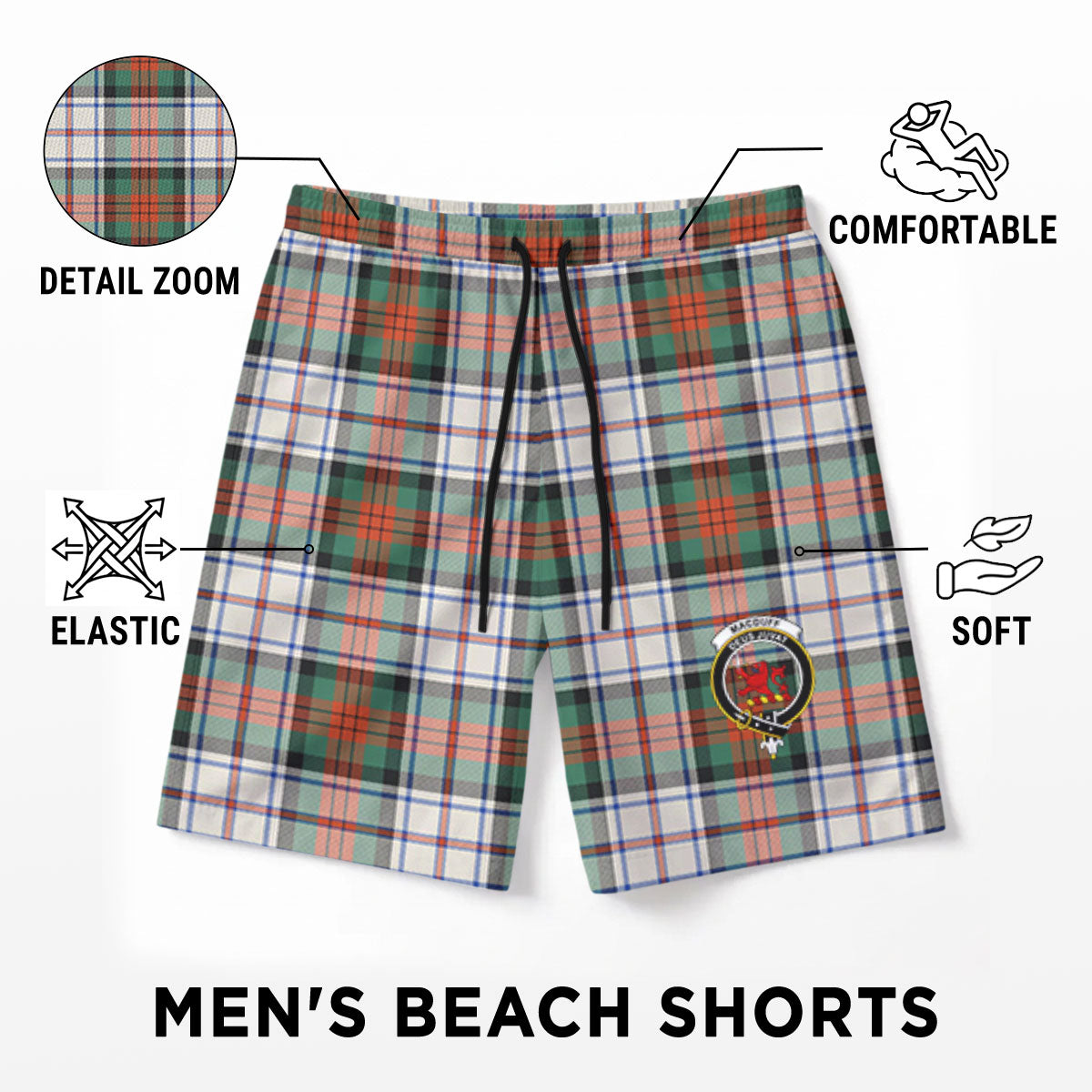 MacDuff Dress Ancient Tartan Crest Men's Beach Shorts