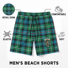 MacKenzie Ancient Tartan Crest Men's Beach Shorts