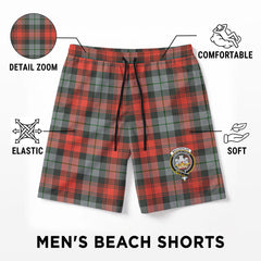 MacLachlan Weathered Tartan Crest Men's Beach Shorts