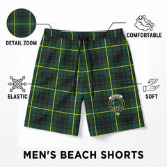 McArthur Modern Tartan Crest Men's Beach Shorts