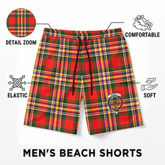 McGill Modern Tartan Crest Men's Beach Shorts