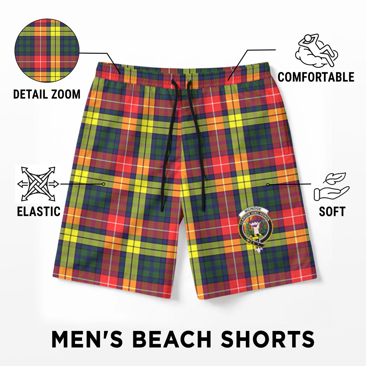 McIndoe Tartan Crest Men's Beach Shorts