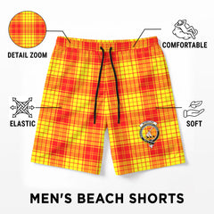 McMillan Clan Tartan Crest Men's Beach Shorts