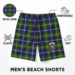 McNeil of Barra Modern Tartan Crest Men's Beach Shorts