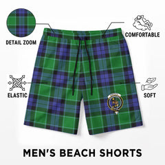 Monteith Tartan Crest Men's Beach Shorts