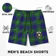 Oliphant Modern Tartan Crest Men's Beach Shorts