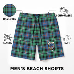 Rose Hunting Ancient Tartan Crest Men's Beach Shorts