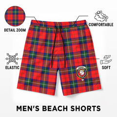 Ruthven Modern Tartan Crest Men's Beach Shorts