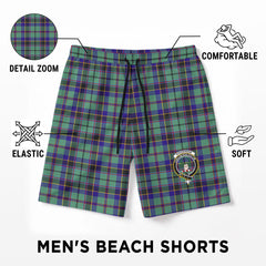 Stevenson Tartan Crest Men's Beach Shorts