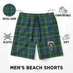 Stewart Hunting Modern Tartan Crest Men's Beach Shorts
