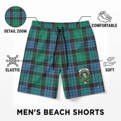 Stewart Old Ancient Tartan Crest Men's Beach Shorts