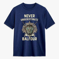 Balfour Blue Tartan Crest 2D T-shirt - Never Underestimate Style