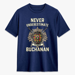 Buchanan Modern Tartan Crest 2D T-shirt - Never Underestimate Style