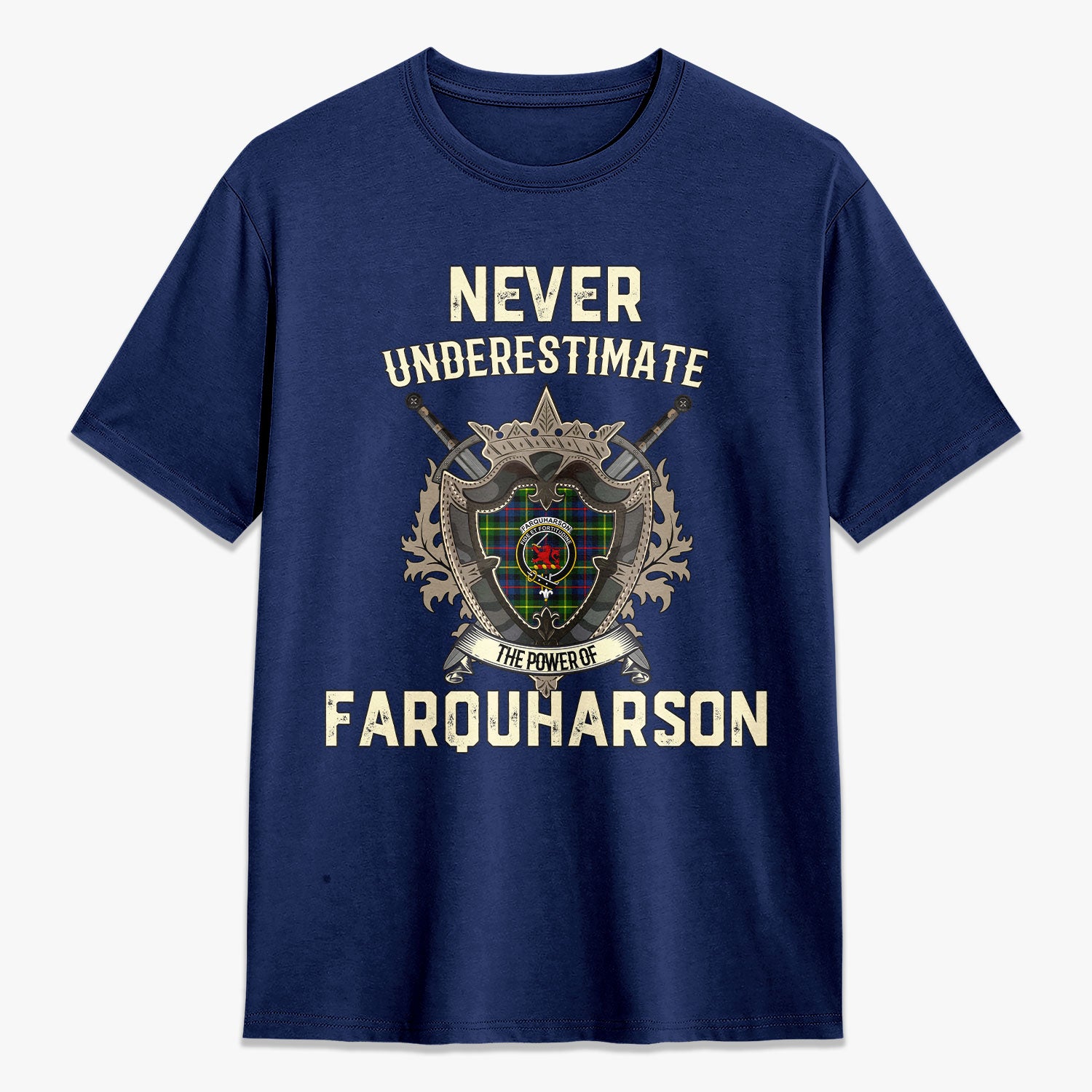 Farquharson Modern Tartan Crest 2D T-shirt - Never Underestimate Style