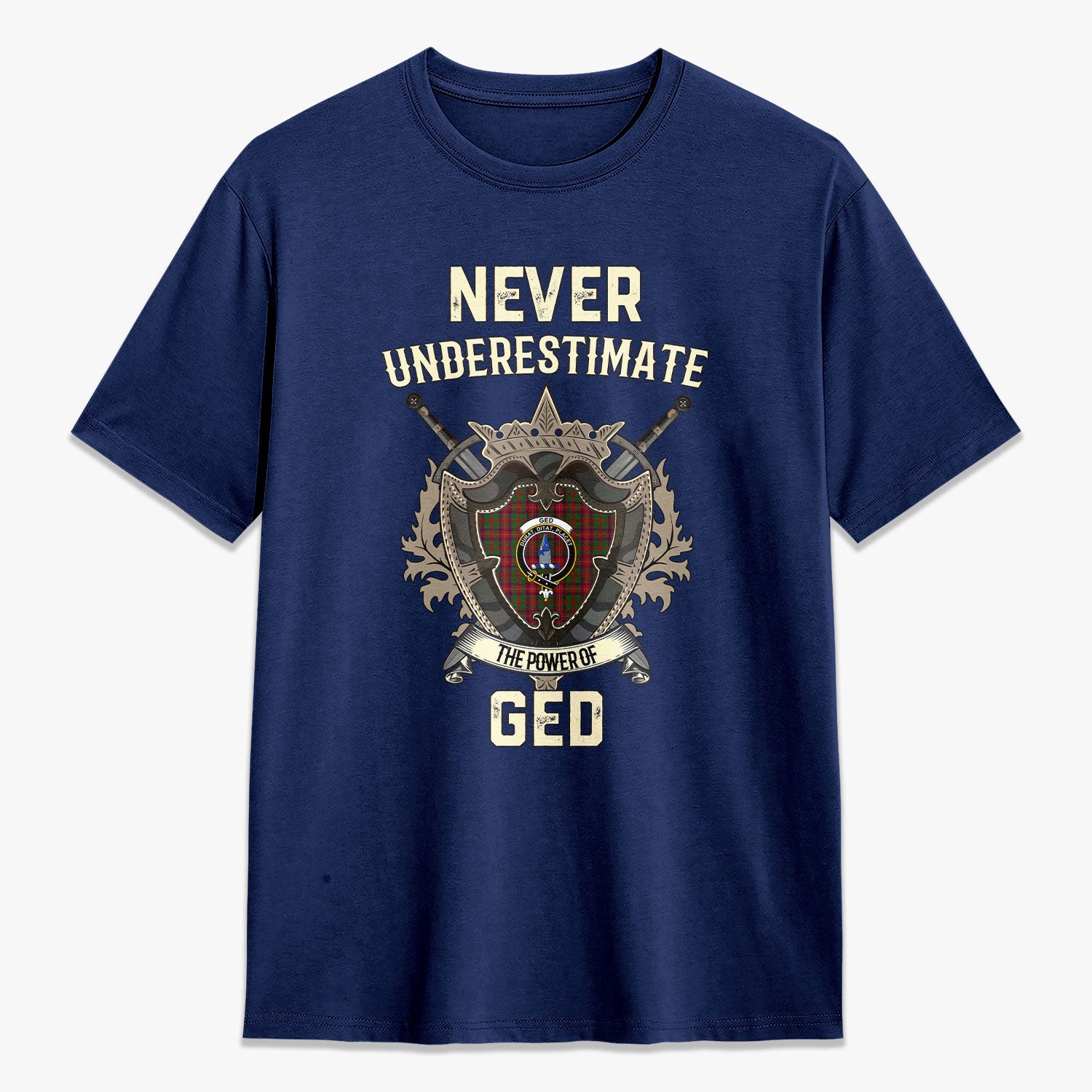 Ged Tartan Crest 2D T-shirt - Never Underestimate Style