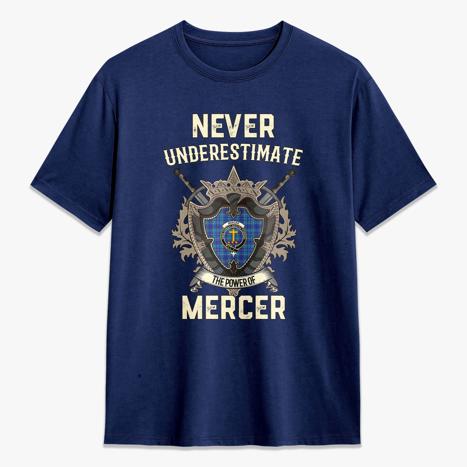 Mercer Modern Tartan Crest 2D T-shirt - Never Underestimate Style