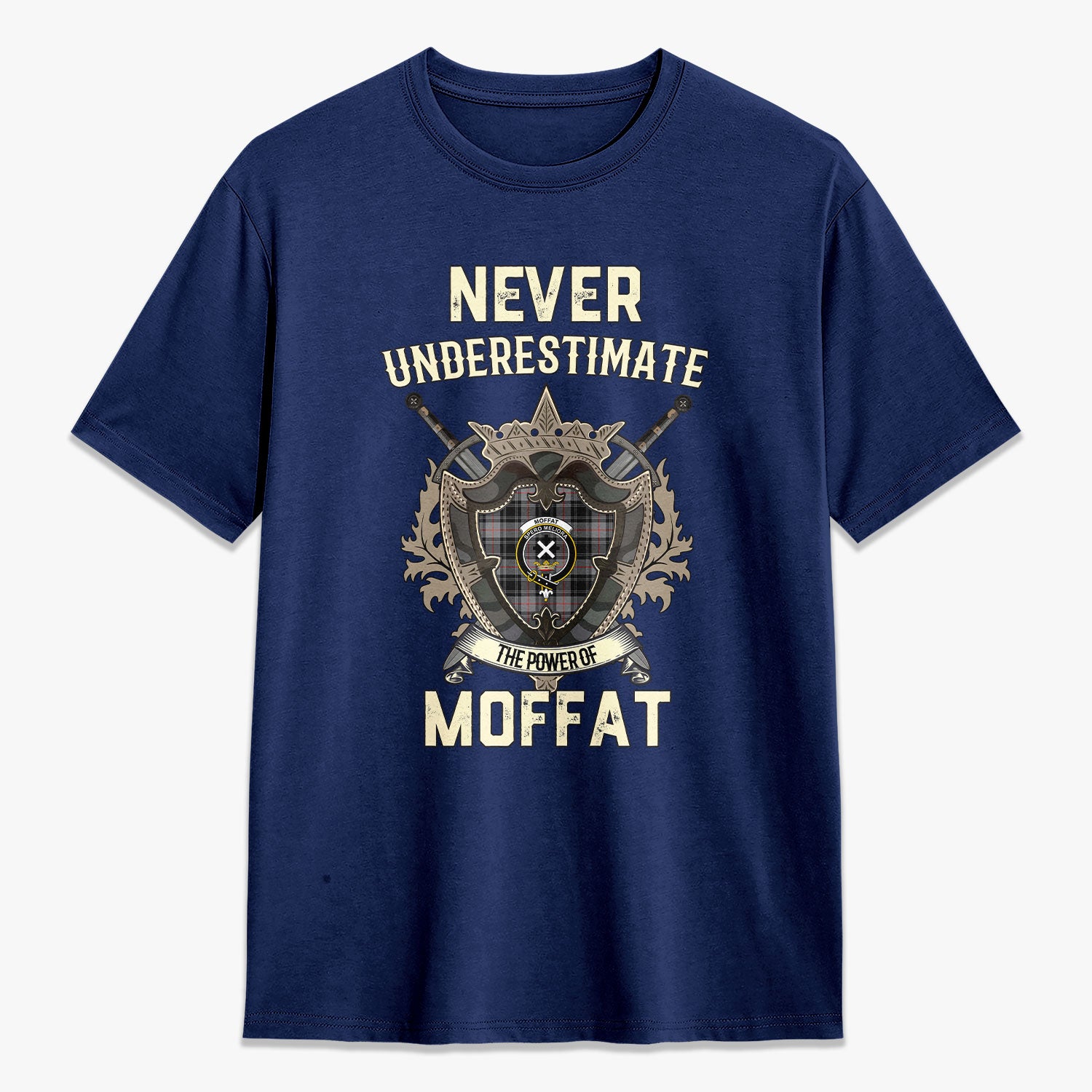 Moffat Modern Tartan Crest 2D T-shirt - Never Underestimate Style