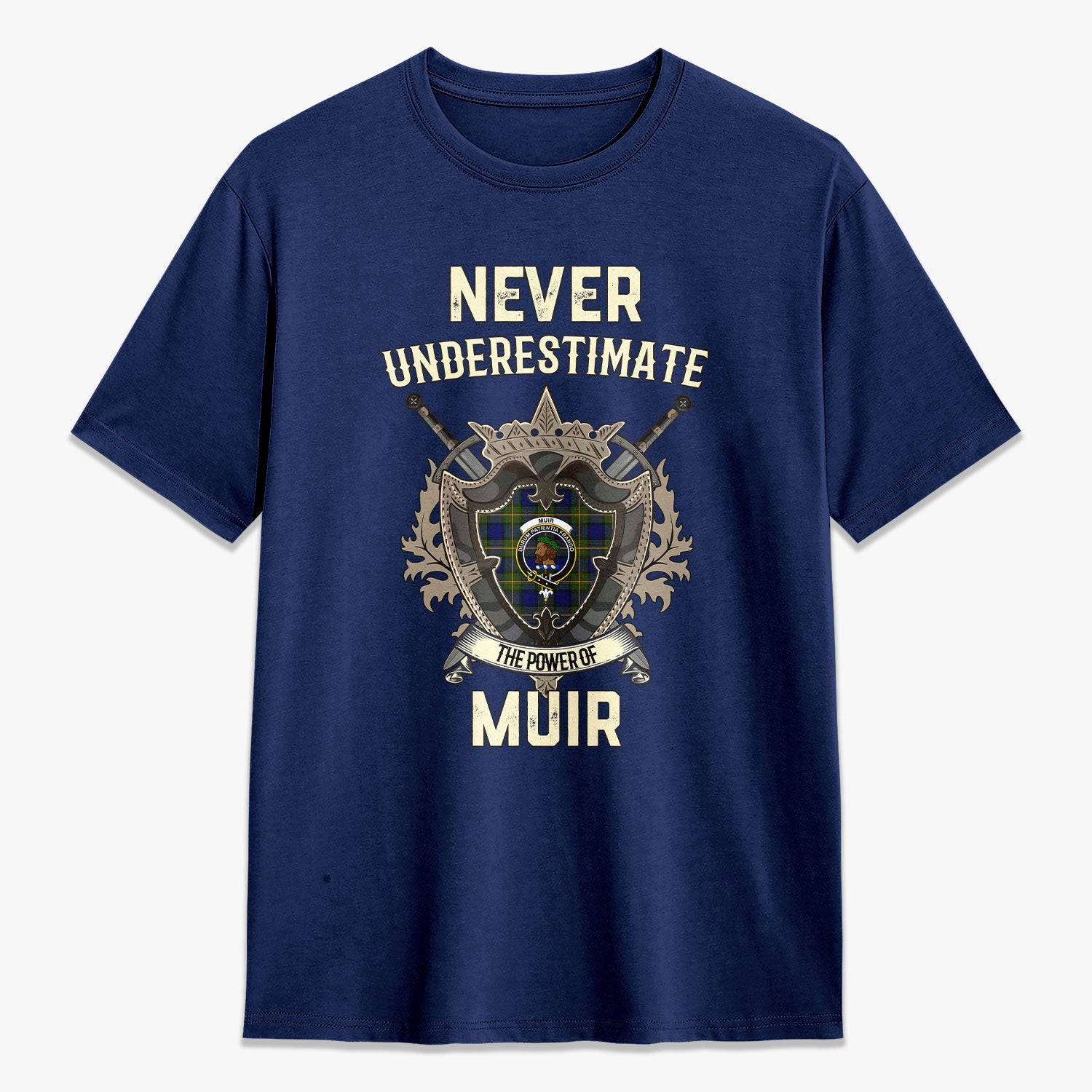 Muir Tartan Crest 2D T-shirt - Never Underestimate Style